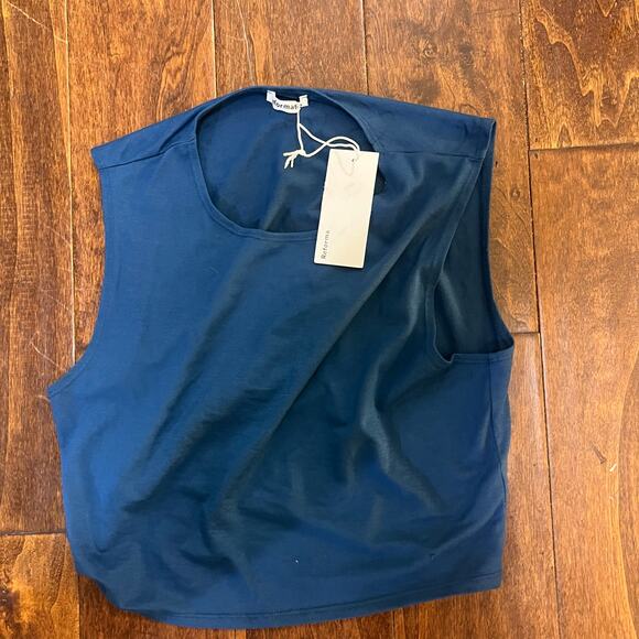 NWT REFORMATION Rylan Knit Two Piece Sleeveless Top Long Skirt Set Blue Size L - Picture 7 of 12